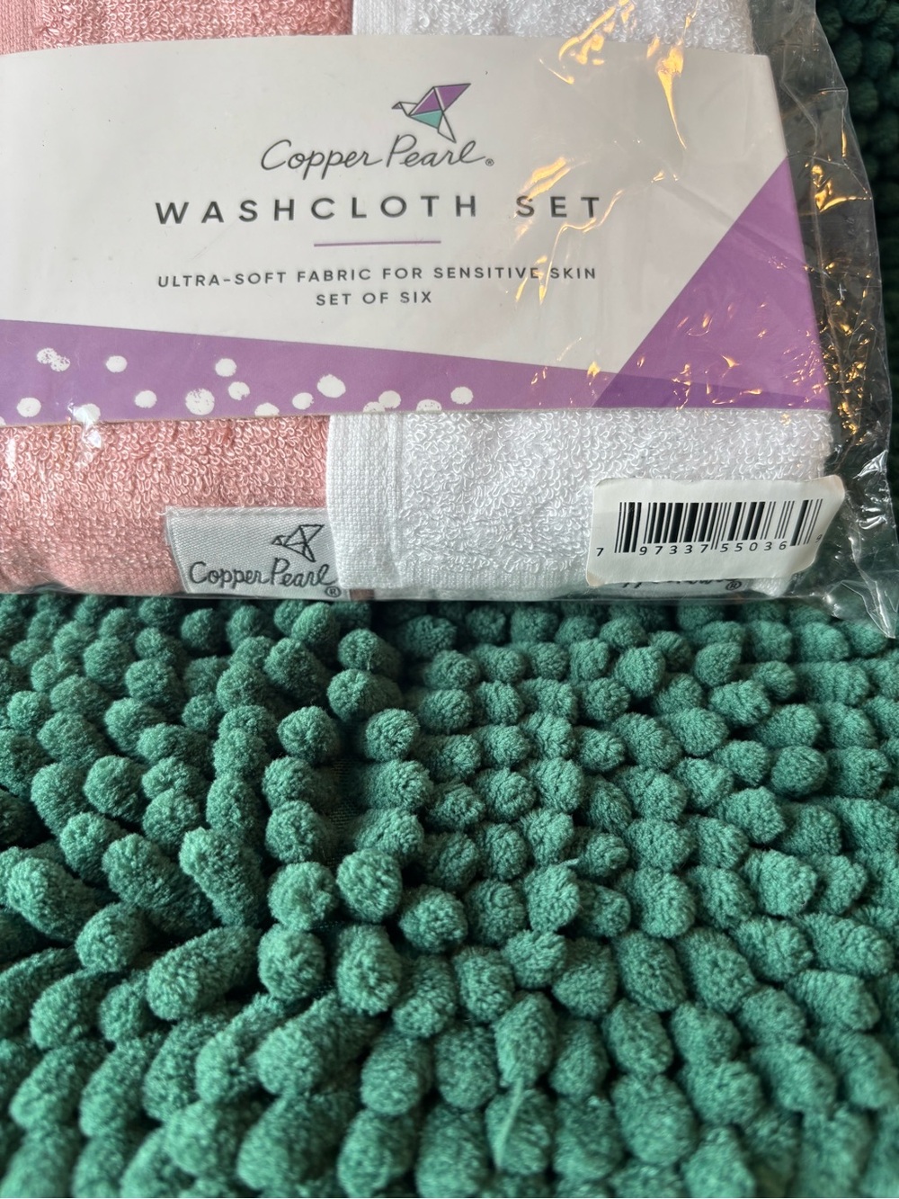 Copper Pearl Kids Washcloth Set - Pink & White - Picture 4 of 10